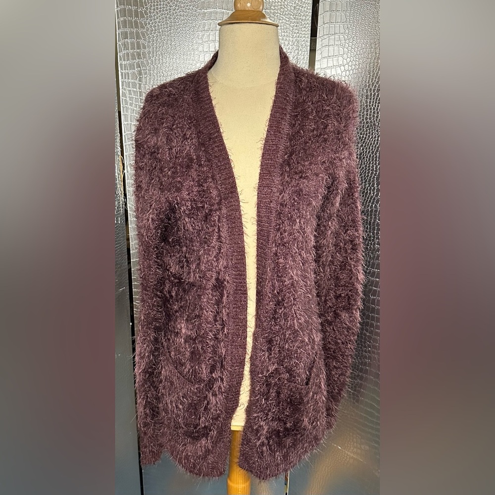 Pins & Needles Urban Outfitters Fuzzy Soft Maroon Cardigan